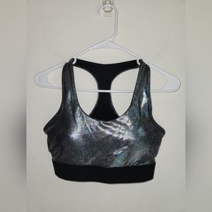 Zyia Activewear Disco Luxe Holographic Racerback Sports Bra Plus Size Small
